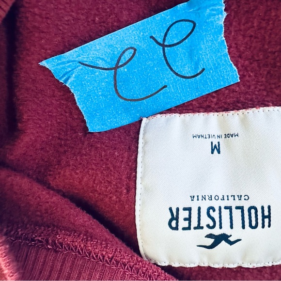 Hollister Cropped Sweatshirt Popover Women’s Size M Burgundy - Picture 5 of 7